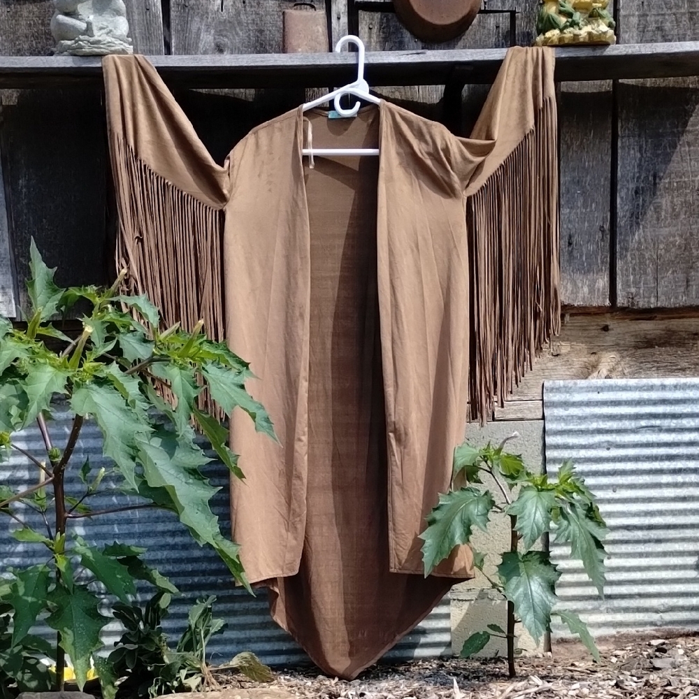 Karlie Tan Fringed Cardigan